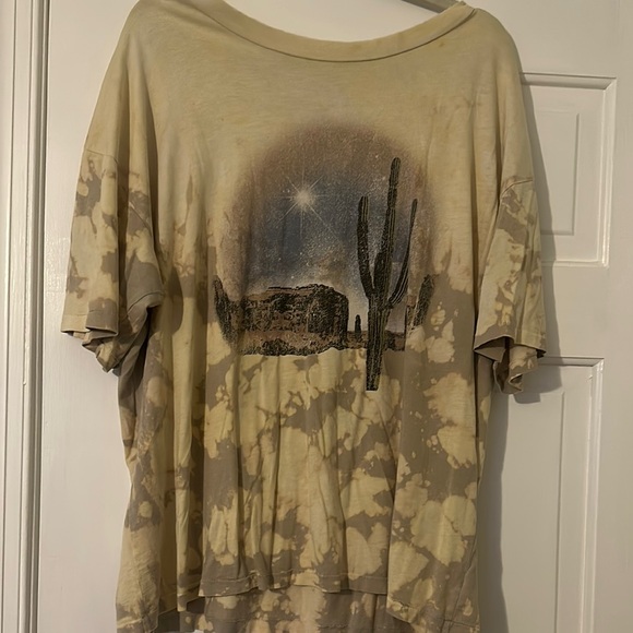 Free People Tops - Free People Beige Tie-Dye Desert Graphic Tee